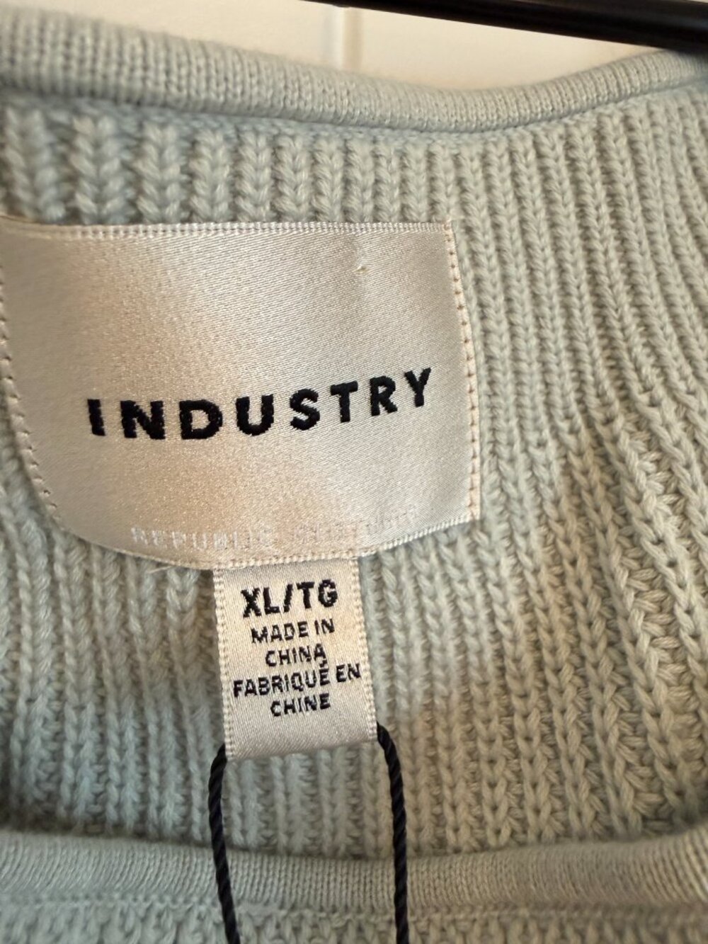 NWT Industry sage green knit top with sheer mesh puff sleeves. Size XL - Picture 3 of 7